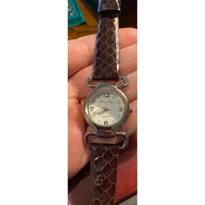 Women's 30mm silver Tone Platinum Edge Watch with Genuine Choice Cobra Band